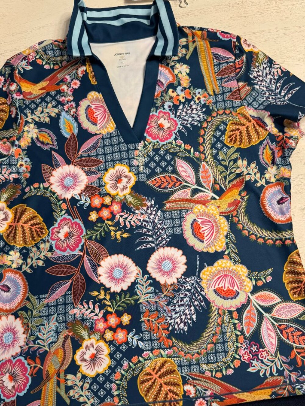 Johnny Was Active Line Short Sleeve Top, XL